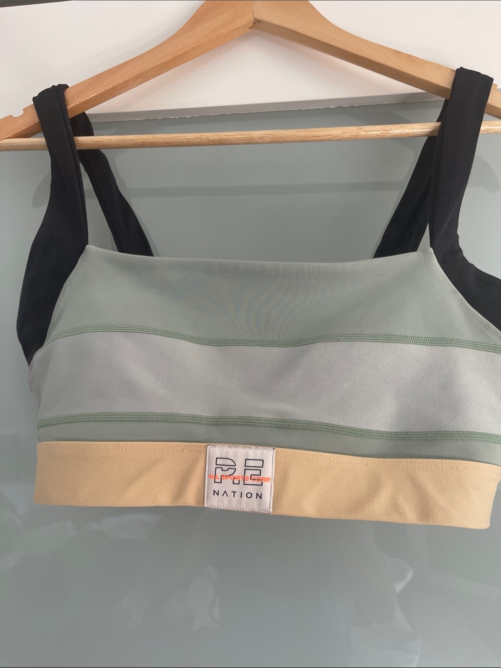 P.E Nation Sage, Black & Tan Colorblock Sports Bra